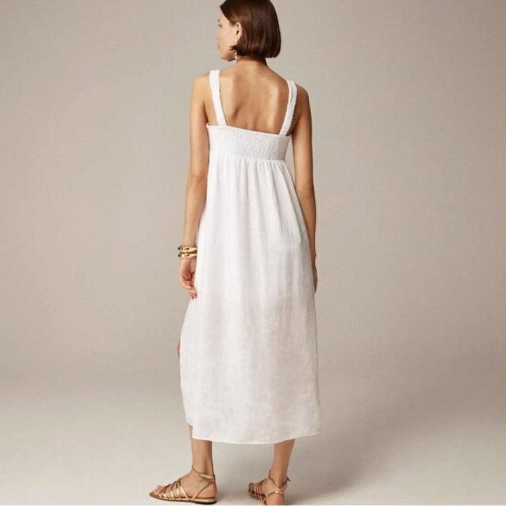 NWT J. Crew white linen midi dress with crochet top - Picture 6 of 6